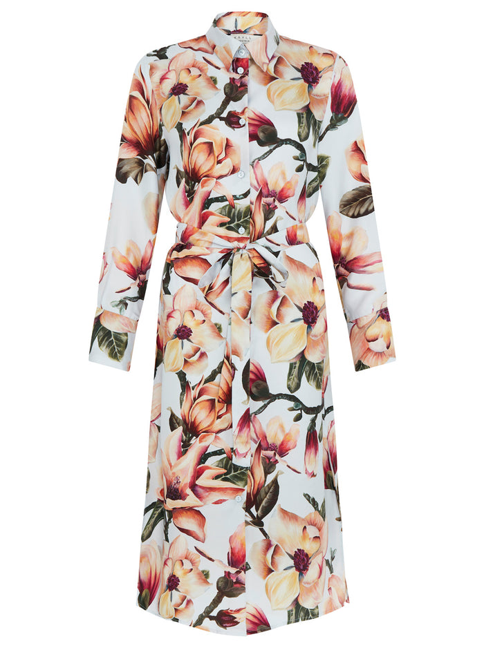 Tia Silk Shirt Dress Sky