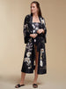 KAYLL BLACK FLORAL KIMONO ROBE MADE OF SILK UK