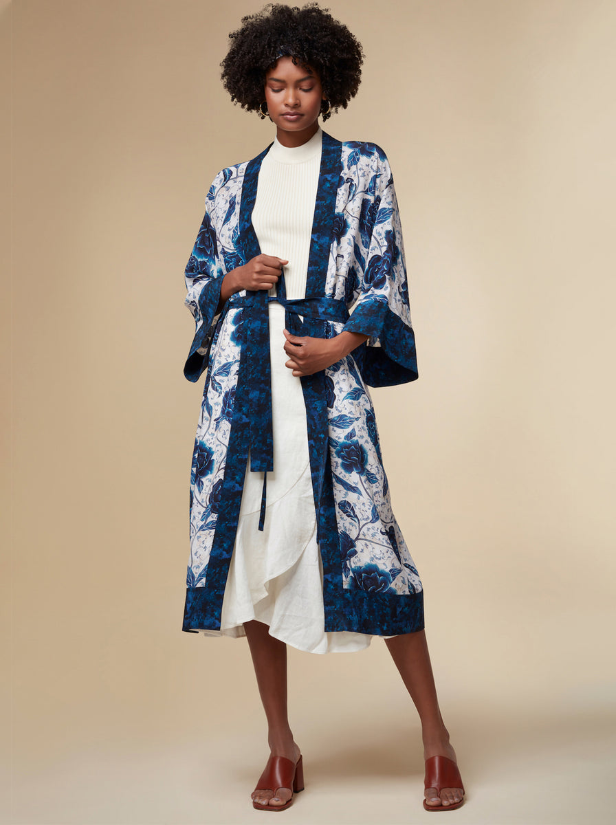 Floral print kimono dress top
