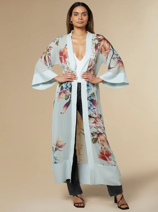 Stella Silk Kimono Robe Sky