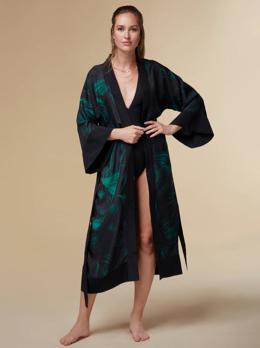 kayll green kimono robe silk